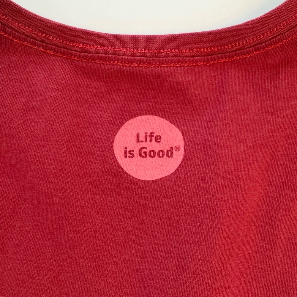 Life is Good Crusher Tee Dog Sled Winter Snow Medium Classic Long Sleeve Red - Picture 6 of 11